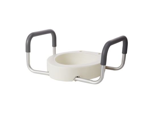 Elongated Raised Toilet Seat with Removabe Arms